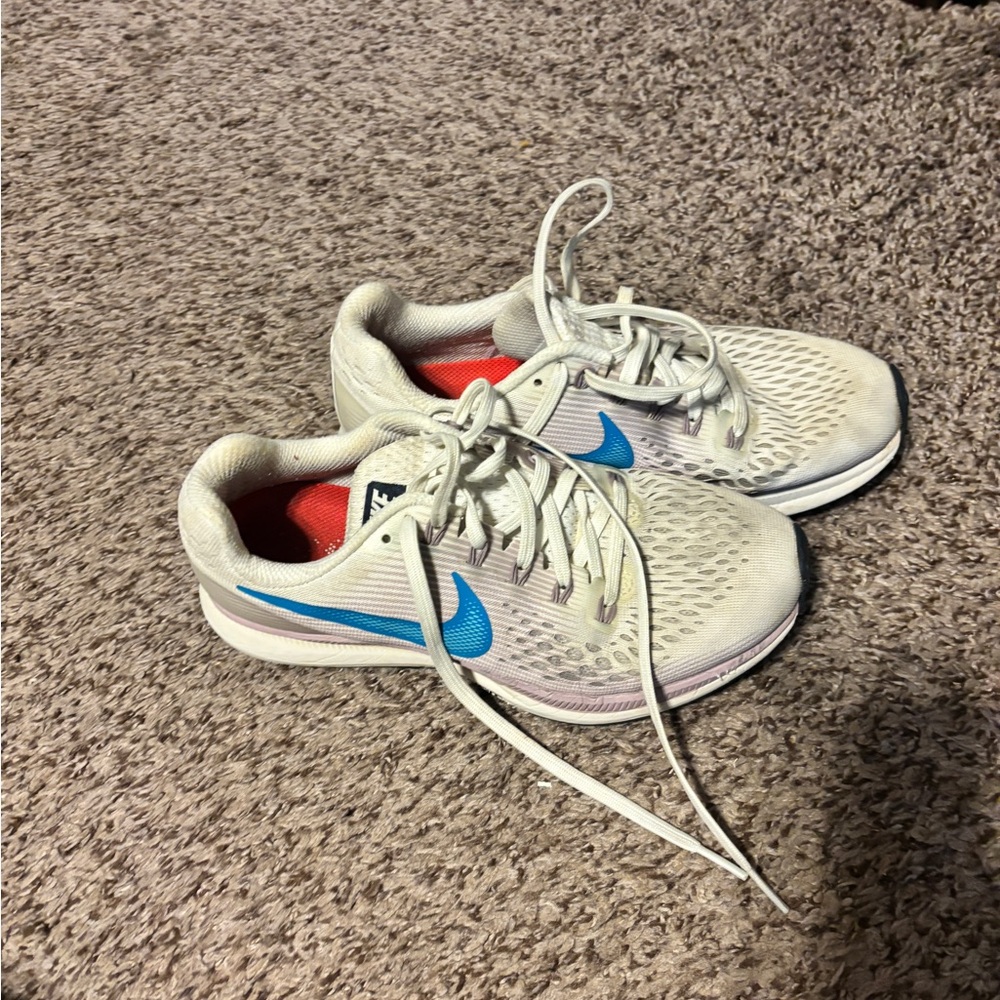Nike White and Blue Athletic Shoes